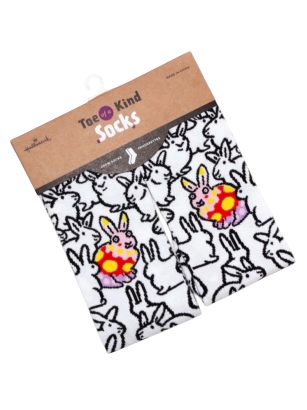 Hallmark Toe of a Kind Bunny Easter Crew Socks One Size Cute Rabbit Novelty NWT